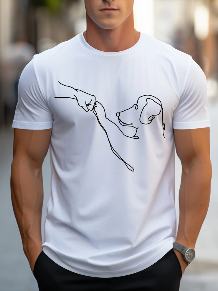 Dog Fist print round neck short sleeved T-shirt