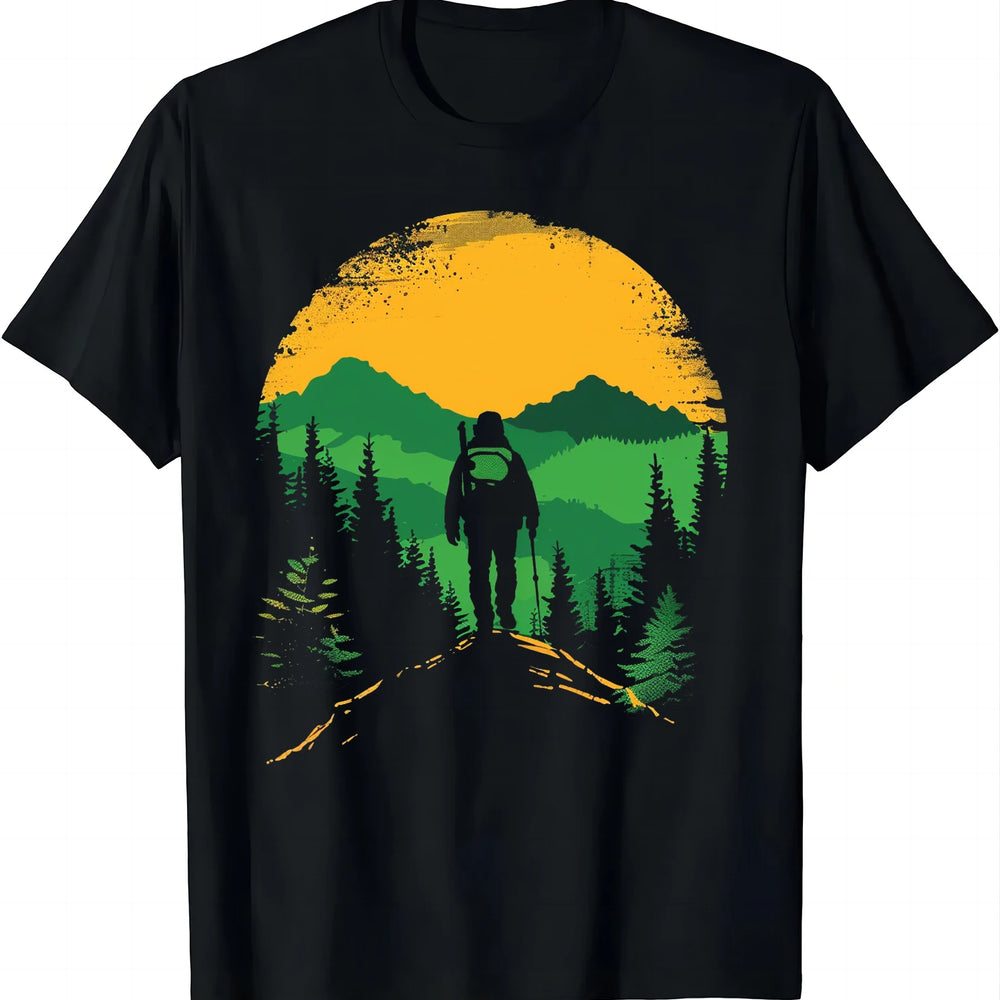Retro-style Hiker T-shirt with Mountains