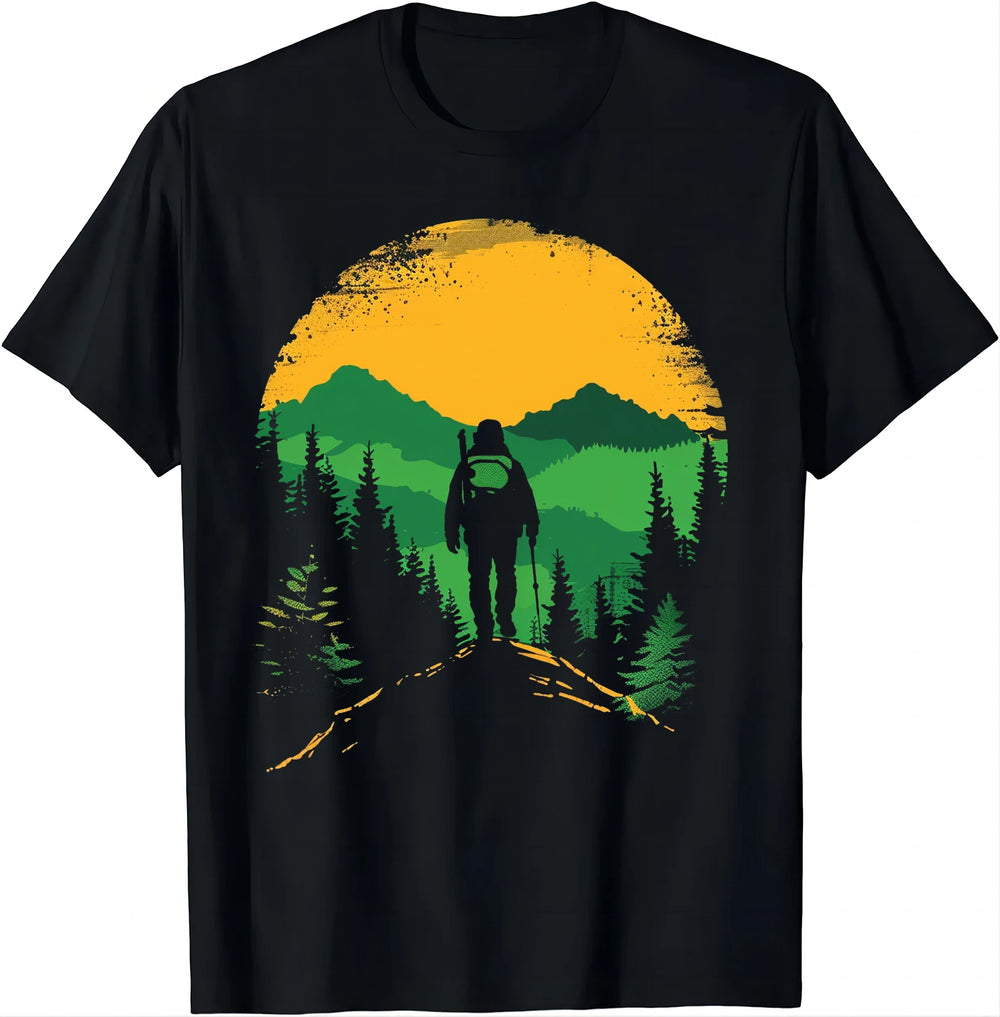 Retro-style Hiker T-shirt with Mountains