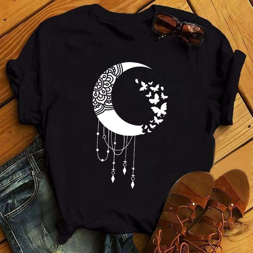 Moon Butterfly Astrology T-Shirt Casual Women’s Top