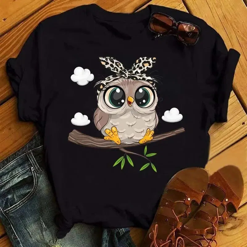 Owl Print T Shirt