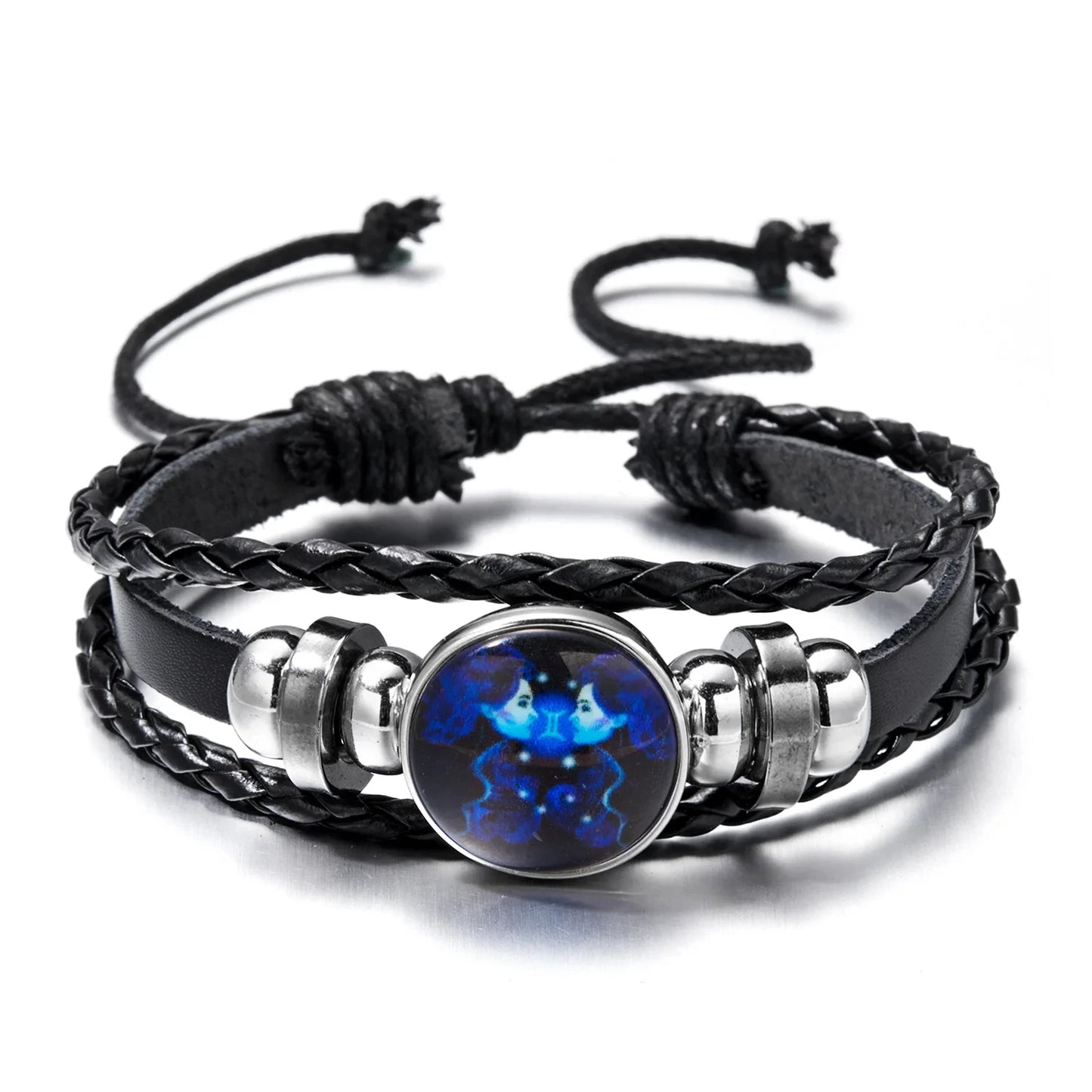 12 Constellation Zodiac Sign Luminous Vintage Leather Bracelet