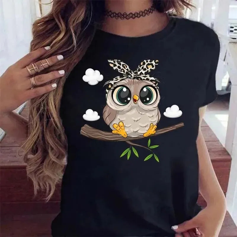 Owl Print T Shirt