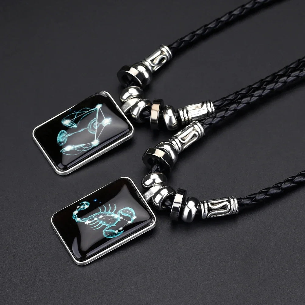 Personalized Zodiac Sign Galaxy Constellation Pendant Necklace