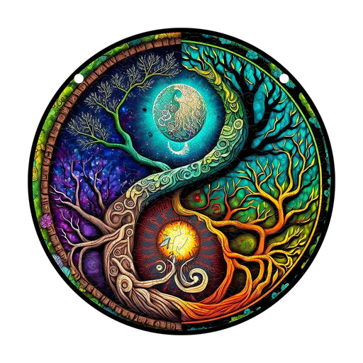 1pc Tree Of Life Stained Window Hanging Decor Tree Of Life Suncatcher,Gift For Woman Man,Indoor Outdoor Home Decor Garden Decor