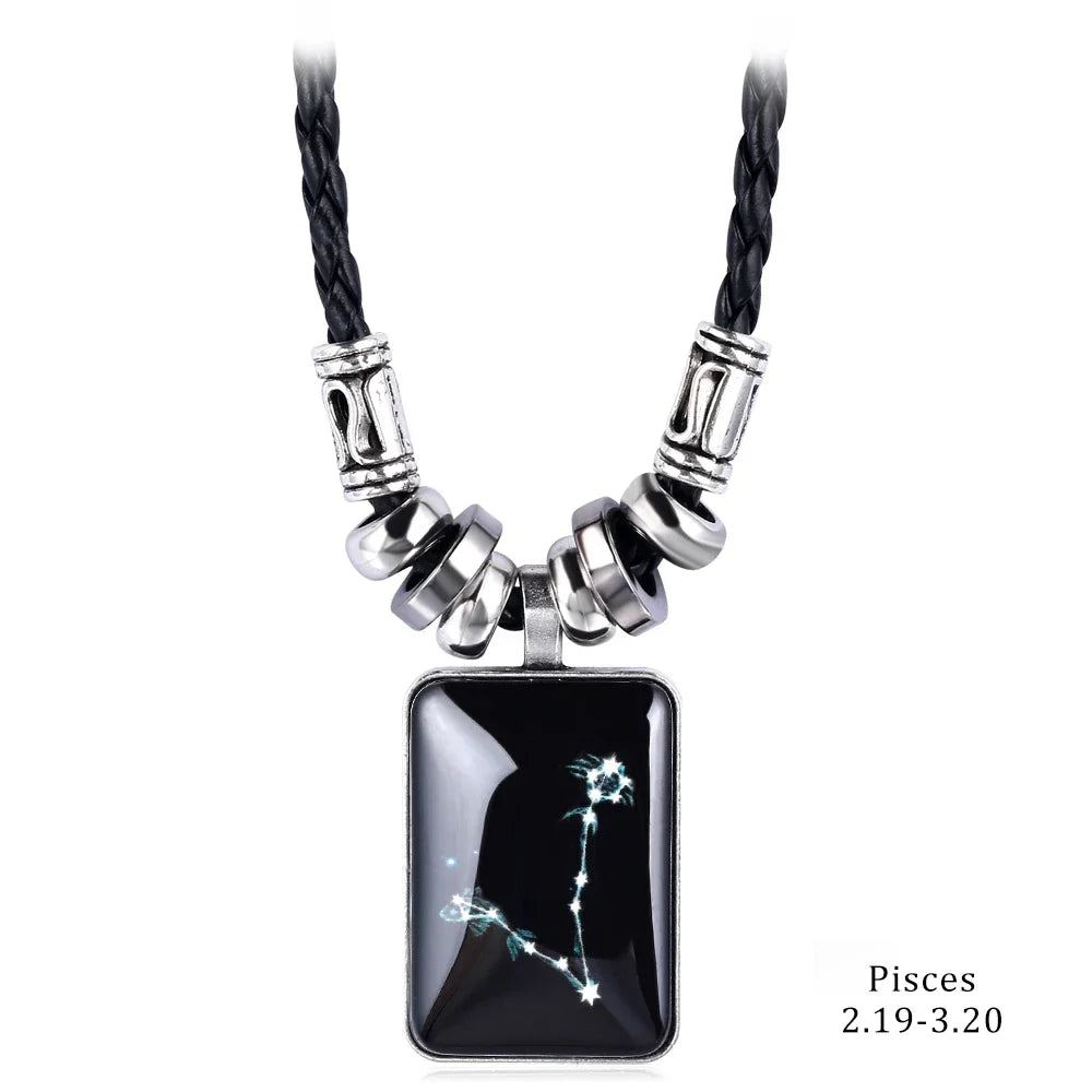 Personalized Zodiac Sign Galaxy Constellation Pendant Necklace