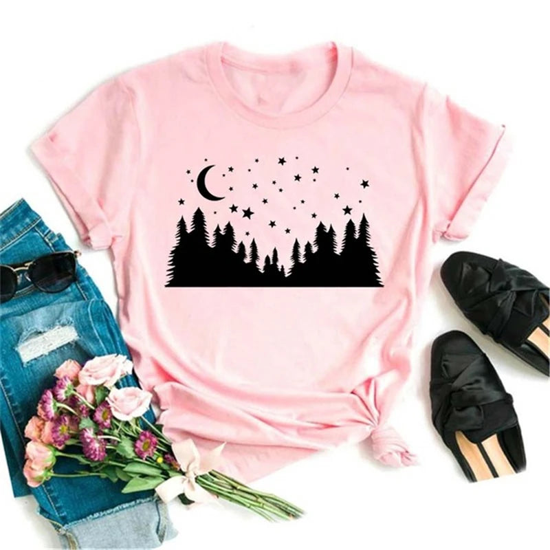 Moon Butterfly Astrology T-Shirt Casual Women’s Top